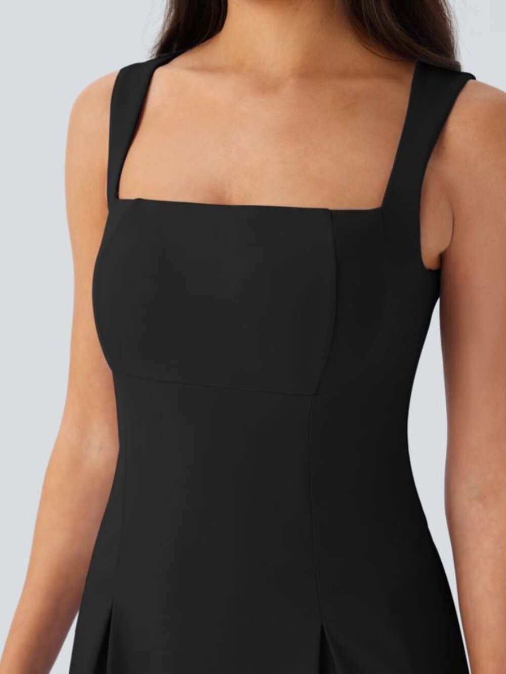 HALARA Black Sleeveless Mini Dress with Square Neckline - Picture 2 of 9